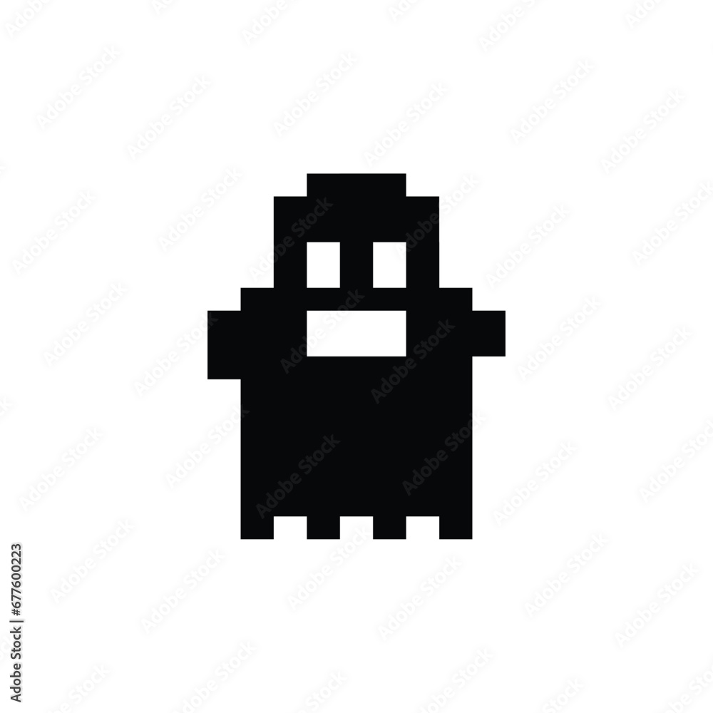 ghost icon pixel, 8 bit on white background. element for design ghost icon pixel, 8 bit on white background. element for design