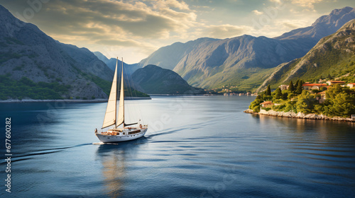 Luxury yacht sailing in the Adriatic Sea Montenegro