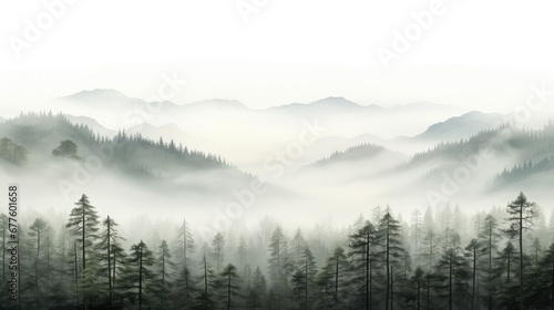 summer scene fog panorama fog illustration nature tree, grass clouds, forest sun summer scene fog panorama fog © vectorwin