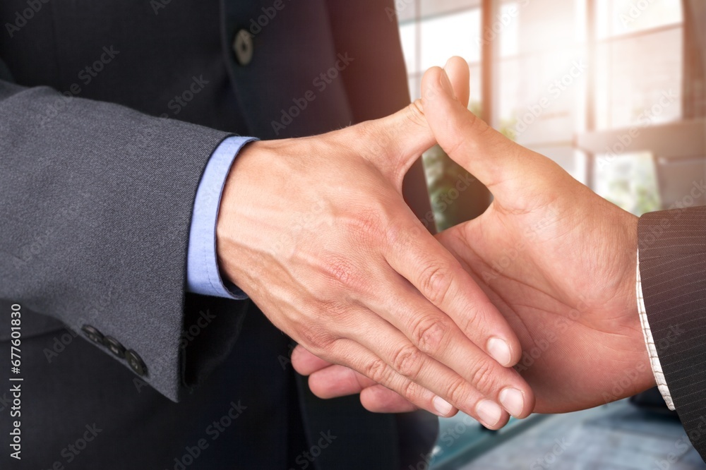 Business partners shaking hands, congratulation concept