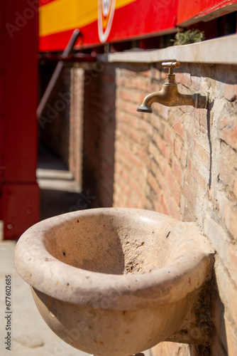 water basin for the bullfighters to wash their hands and face after the bullfight. © Boscaeta