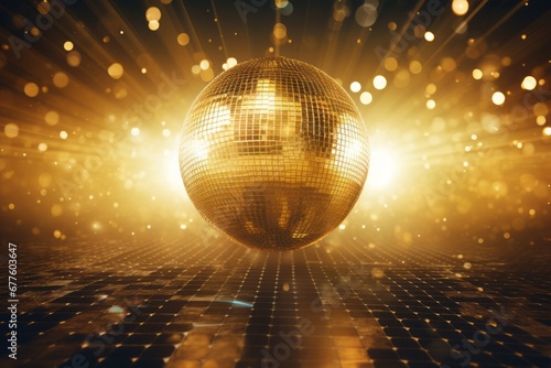 Shiny gold disco ball for party celebration photo