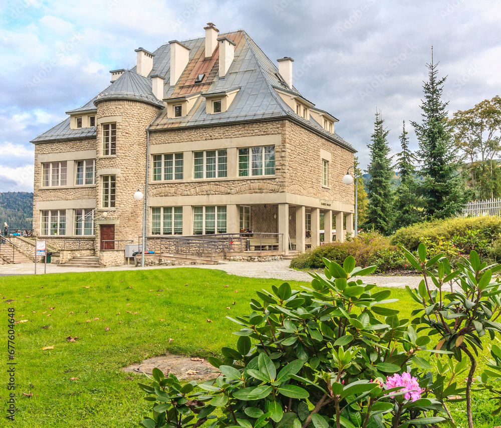 The modernist palace of the President of the Republic of Poland (the so-called Lower Castle) in the tourist town - Wisła in the Silesian Beskids (Poland).