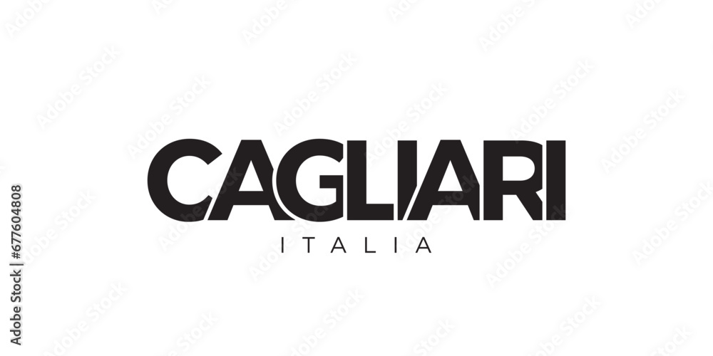 Cagliari in the Italia emblem. The design features a geometric style, vector illustration with bold typography in a modern font. The graphic slogan lettering. Cagliari in the Italia emblem. The design features a geometric style, vector illustration with bold typography in a modern font. The graphic slogan lettering.