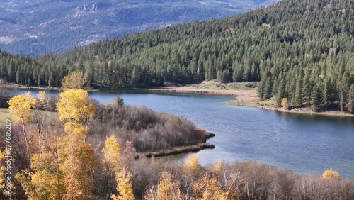 Evergreen Tranquility: Exploring McTaggart Lakes Amidst Forested Mountains photo