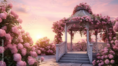 nature sky pink gardening charming illustration beautiful background, beauty flowers, blossom light nature sky pink gardening charming