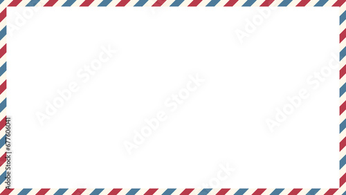Blank airmail envelope vintage frame border with blue and red striped line with 16x9 scale ratio for web, presentation, video thumbnail. photo