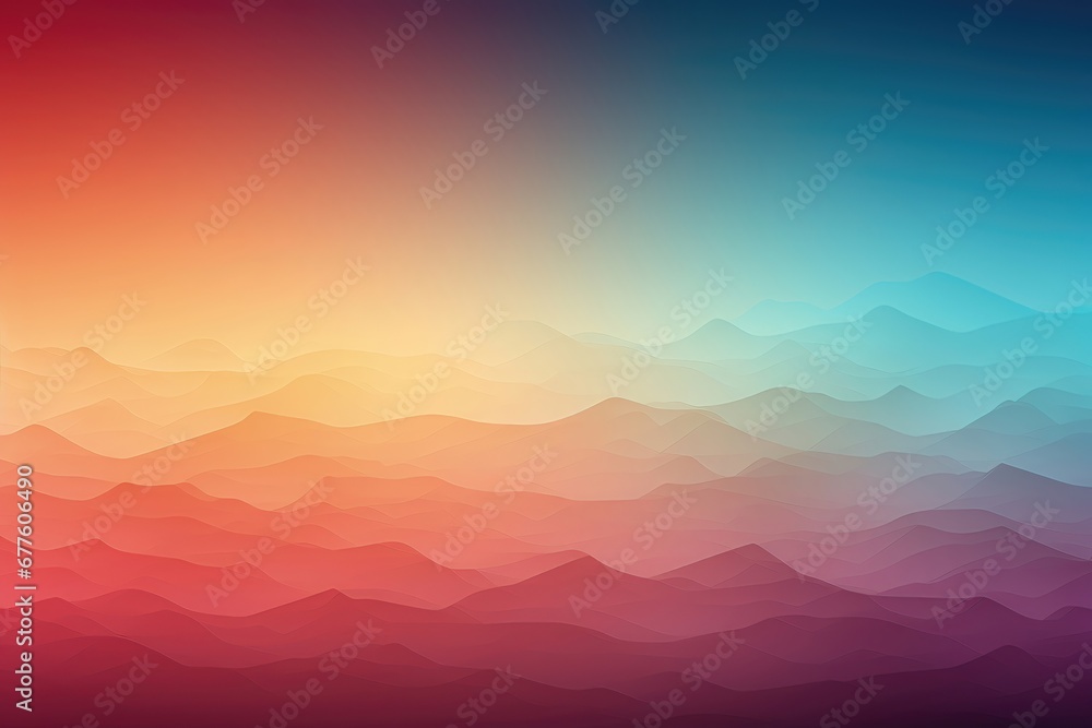 In a serene composition, a color gradient washes over a landscape of majestic mountains, creating an abstract background that combines tranquility with natural beauty. Illustration