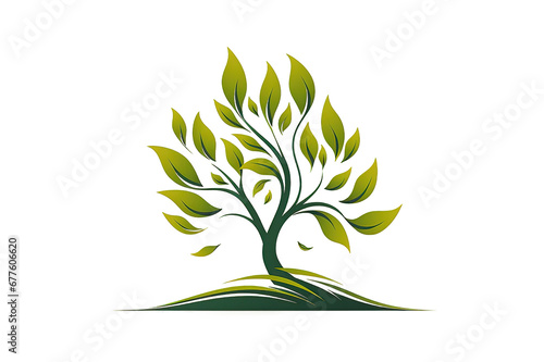 Logo Type Green tea leaves isolated on PNG Background. Generative Ai. photo