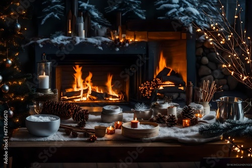 fireplace with christmas gifts