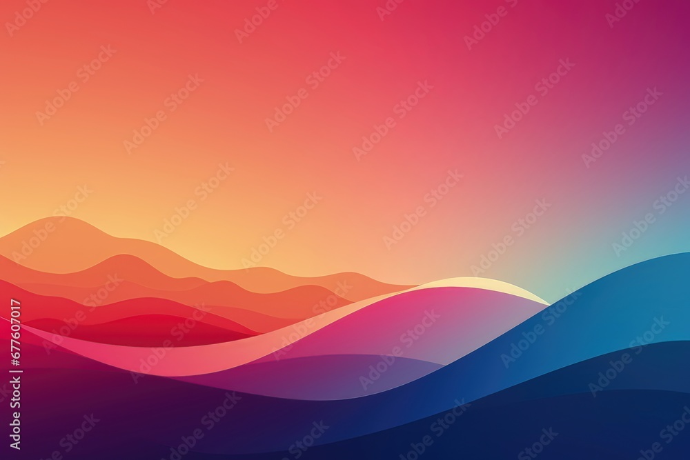 In a visually captivating composition, a seamless color gradient bathes majestic mountains, creating an abstract background. Illustration In a visually captivating composition, a seamless color gradient bathes majestic mountains, creating an abstract background. Illustration