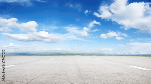 Empty asphalt road and blue sky with white clouds. Road background with blue sky with clouds © GulArt