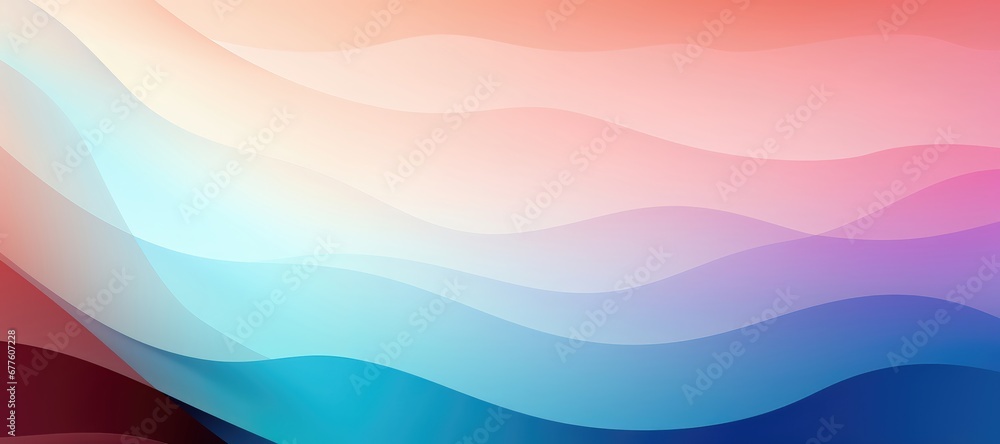 In a wide-format composition, a seamless color gradient elegantly captures the essence of gentle waves, creating a visually captivating abstract background. Illustration