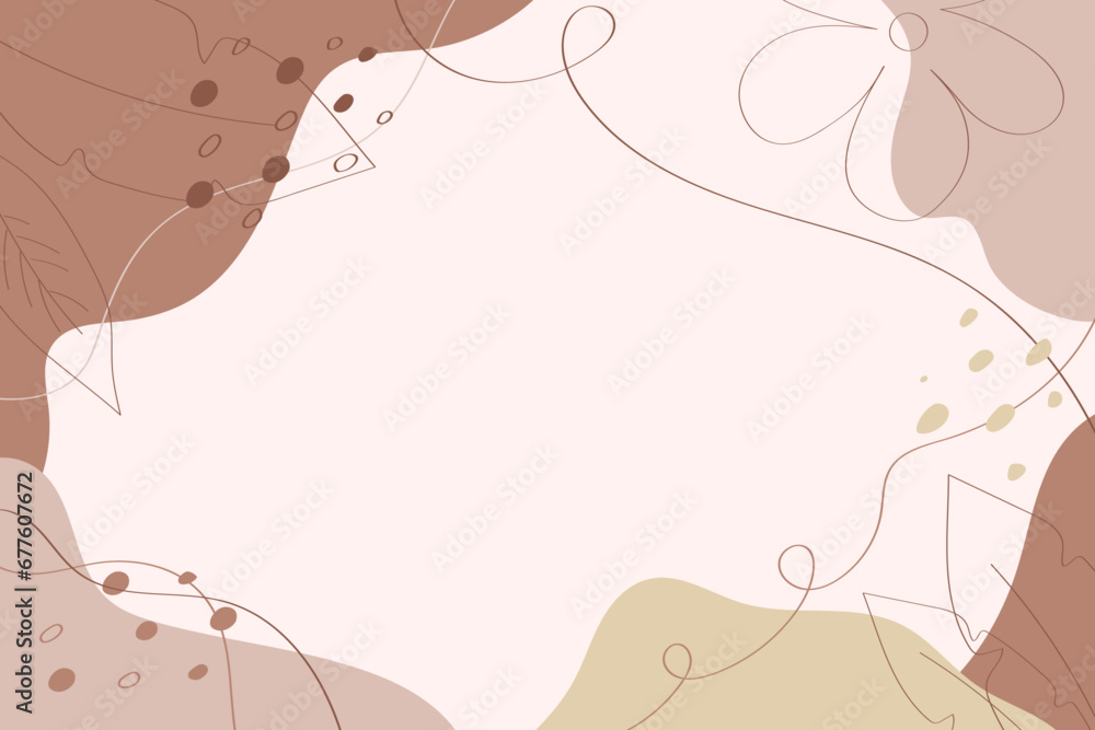 Flat vector minimalistic abstract background with leaves and flower in beige colors Flat vector minimalistic abstract background with leaves and flower in beige colors
