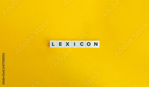 Lexicon Word on Letter Tiles on Yellow Background. Minimal Aesthetics.