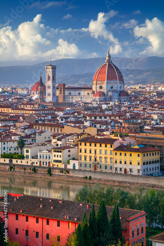 Obraz na płótnie Florence, Italy. Aerial cityscape image of iconic Florence, Italy at beautiful autumn sunset. w salonie
