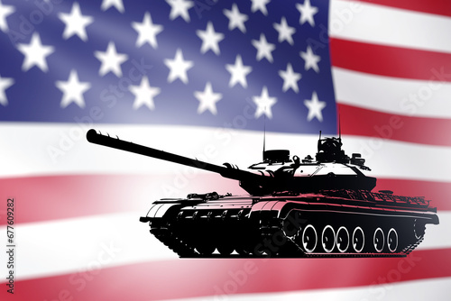 Tank silhouette on USA flag...
