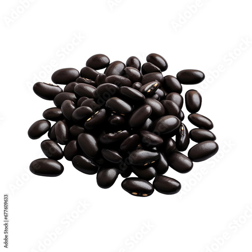 Fresh black beans isolated on transparent background