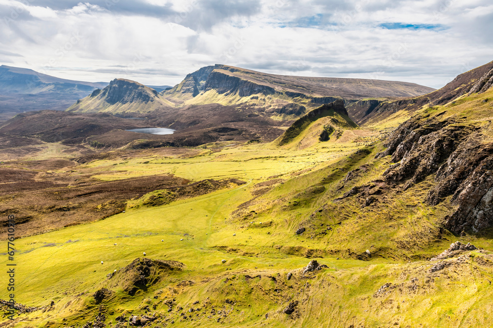 Beautiful panorama view of Quiraing, Scotland, Isle of Skye