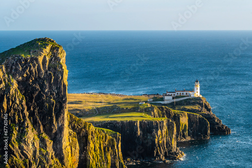 Neist Point lighthouse panorama view, Scotland, Isle of Skye photo