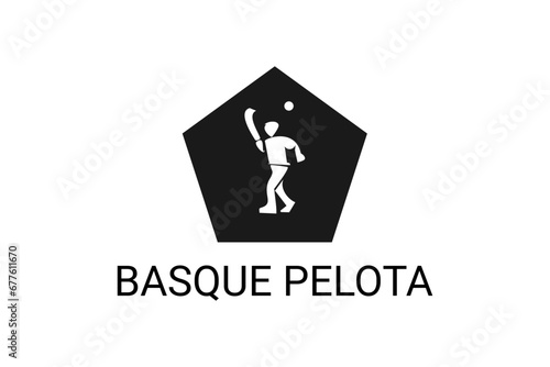 basque pelota vector line icon. playing basque pelota. sport  pictogram illustration. photo