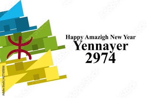 Happy New Amazigh Year. Yennayer 2974. Suitable for greeting card, poster and banner. photo