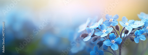 Forget me not flowers on soft blurred background web banner photo