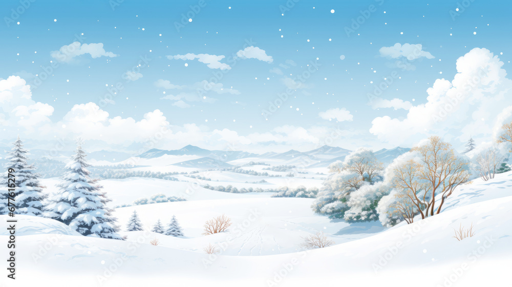 Cold white winter hills landscape background with snow on fir trees Cold white winter hills landscape background with snow on fir trees