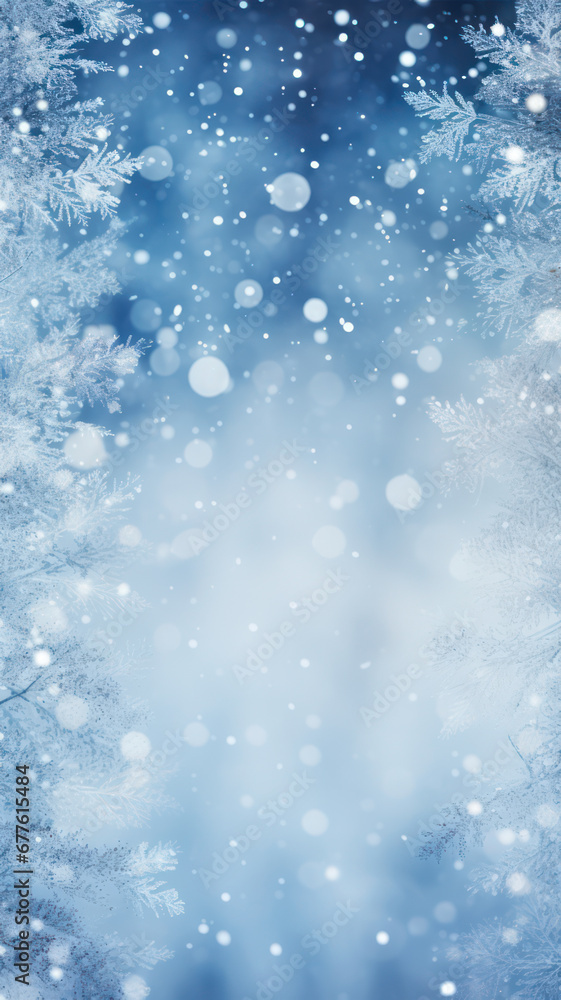 Abstract festive background for winter magic holidays, with blur, lights and bokeh. Created with  generative AI. For social media vertical stories