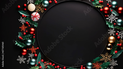 Christmas themed circular border frame background