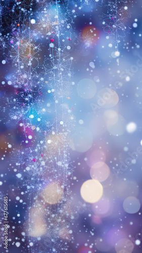 Abstract festive background for winter magic holidays, with blur, lights and bokeh. Created with generative AI. For social media vertical stories