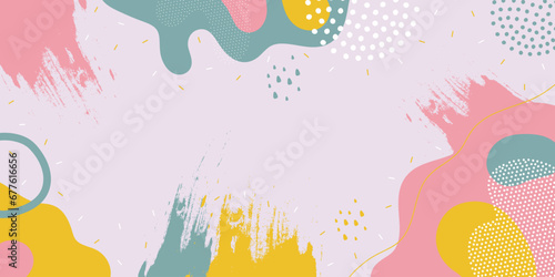 Cute doodle pattern background with abstract shapes and dots. Modern vector pattern for Banner, Flyer, Cover... photo