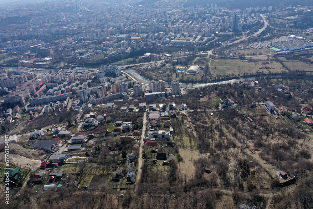 Aerial view of urban buildings, flat of blocks, residential neighborhood Aerial view of urban buildings, flat of blocks, residential neighborhood