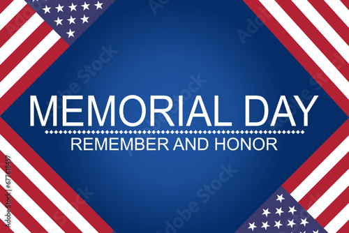 Flag of USA Memorial Day background vector illustration with typography. 