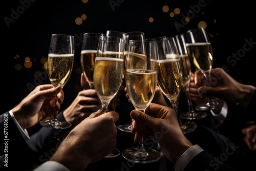 A Toast to Success: Business Colleagues Celebrating the New Year with a Glass of Champagne