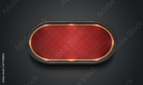 Poker table with red cloth on dark background. Vector illustration.