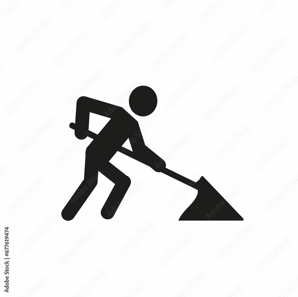 The worker icon is perfect for road signs, road repair work, flat illustration