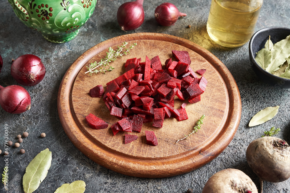Chopped beetroot with spices - preparation of fermented beet kvass