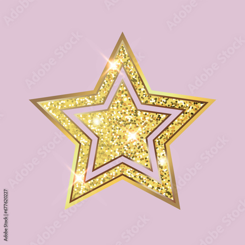 Gold glitter vector star. Golden sparkle luxury design element.