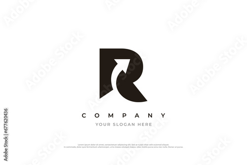 Initial Letter R Arrow Logo Design Vector