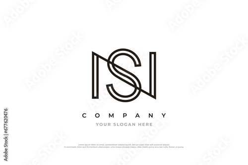 Initial Letter SN or NS Logo Design Vector
