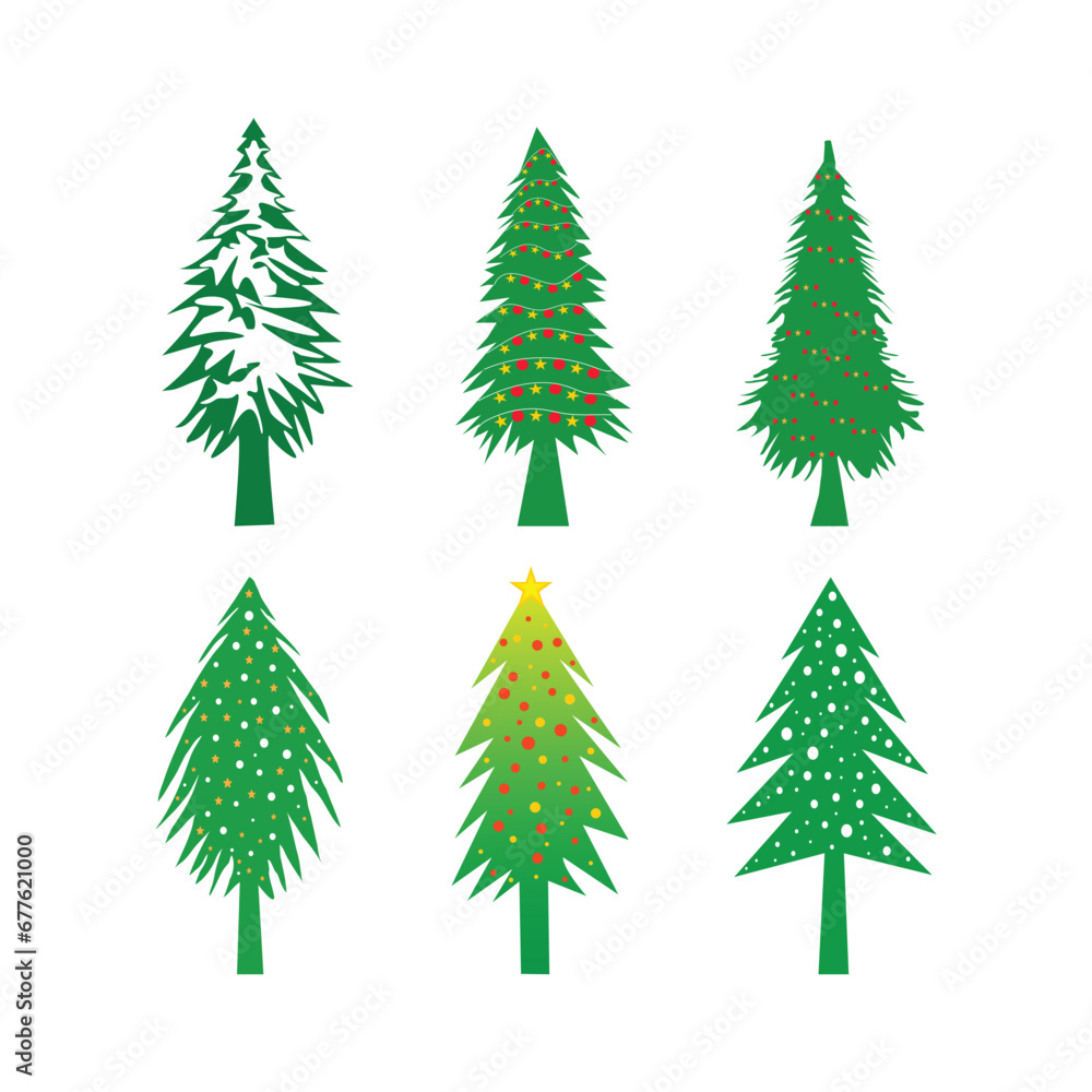 A set of Christmas trees. Merry Christmas and New Year Vector Tree Set Illustration

EPS10
RGB Color 
300DPI