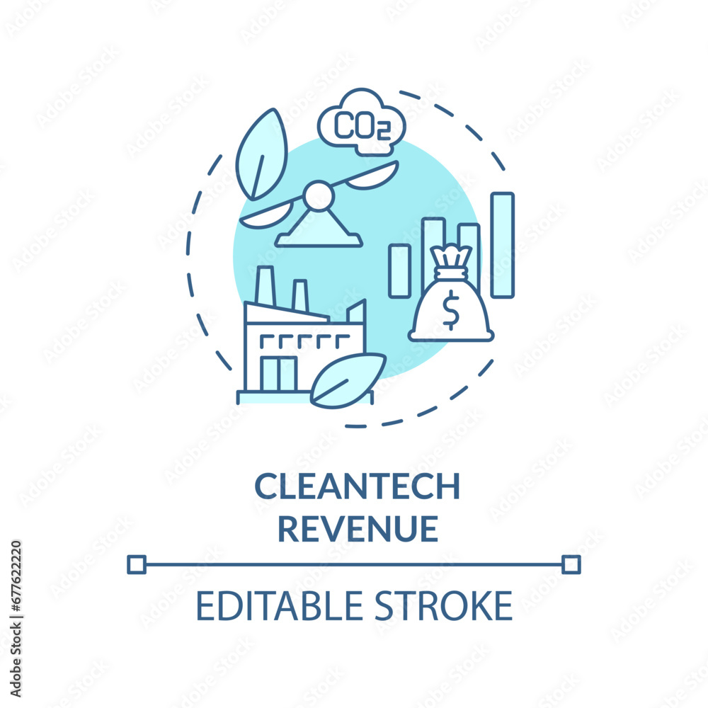 2D editable blue cleantech revenue icon, monochromatic isolated vector, climate metrics thin line illustration. 2D editable blue cleantech revenue icon, monochromatic isolated vector, climate metrics thin line illustration.