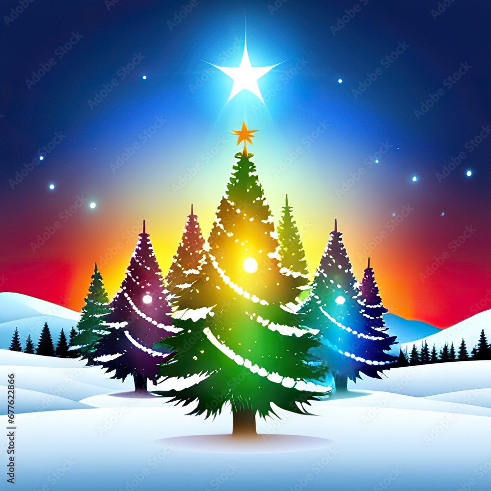 Christmas and New Year illustration with Xmas tree