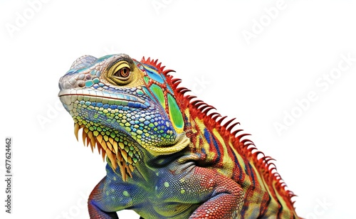 Colorful chameleon isolated on white background