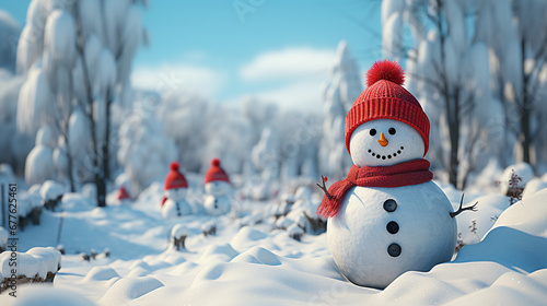 snowman in the forest HD 8K wallpaper Stock Photographic Image  © AA