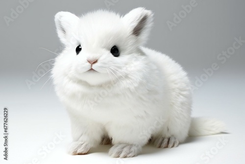 Cute white rabbit isolated on a white background, Studio shot