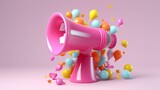 3D megaphone with chat bubbles icons isolated 