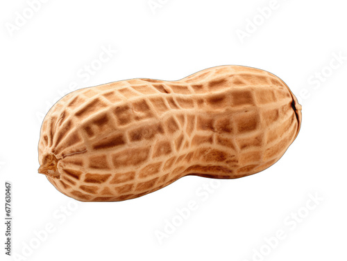 Single Peanut with Shell Intact: A Simple Delight Isolated on Transparent or White Background, PNG