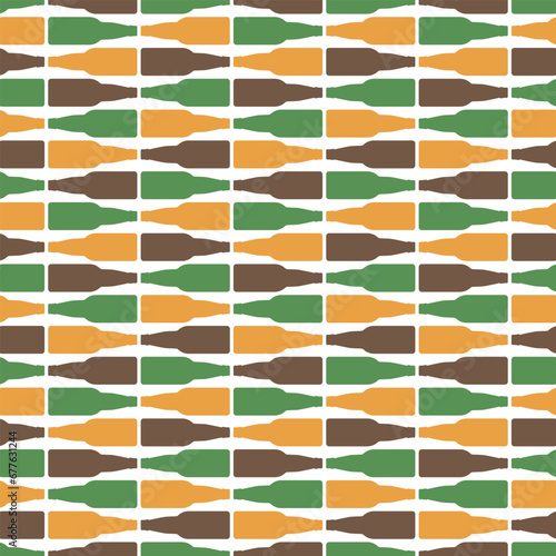 Background from beer bottles. Seamless repeating pattern. Editable vector.